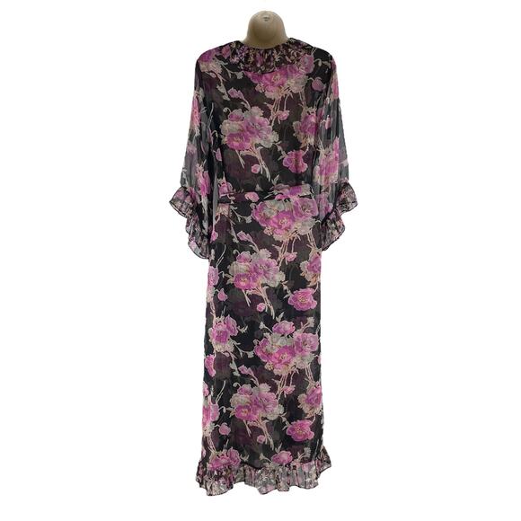 MISA Los Angelos Naia Floral Print Chiffon Wrap Midi Dress Size XS - Picture 9 of 14